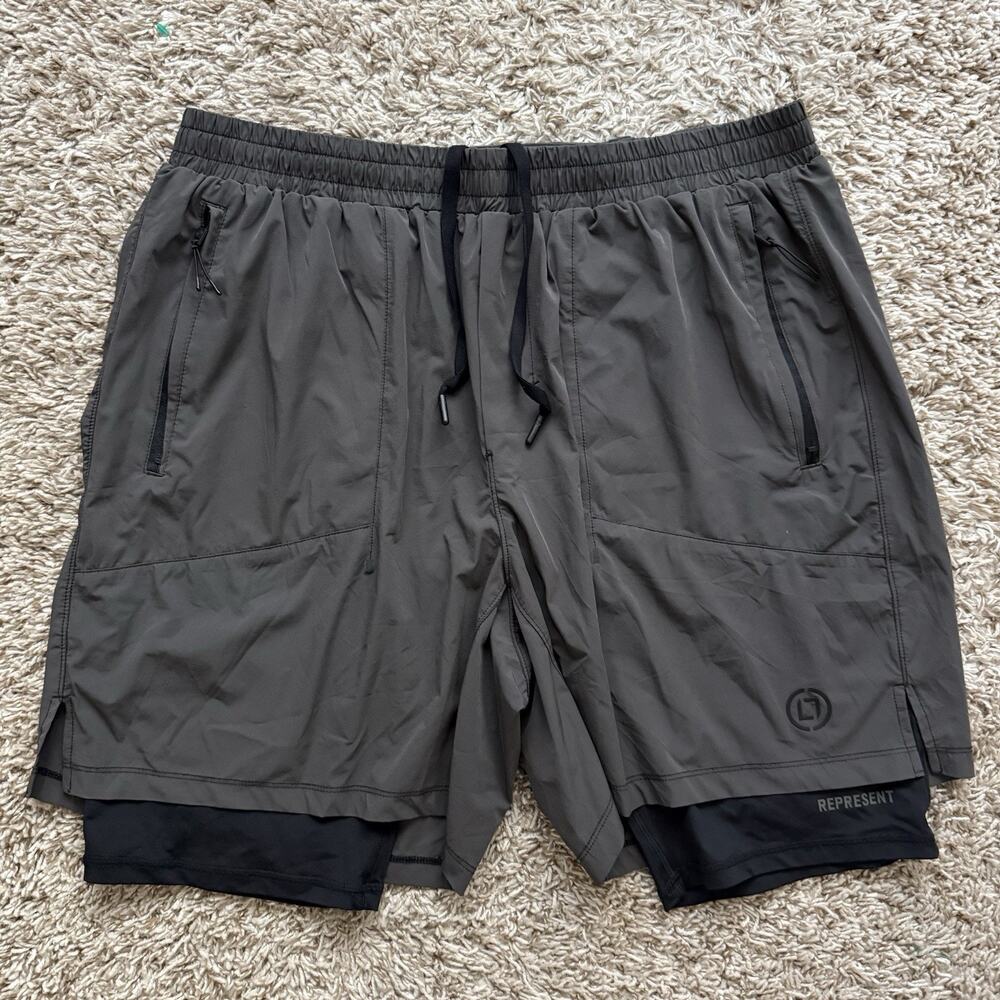 Represent 247 Team Brown Lined Athletic Shorts Performance Stretch Mens Size XXL